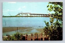 The John E. Matthews Bridge St. Johns River Jacksonville Florida Postcard c1957 picture
