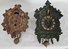 2 Vintage Miniture Cuckoo Wall Clocks LUX & KEEBLER For Parts Repair Repurpose picture