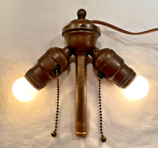 Antique Bryant Faries Dual Socket Pull Chain Brass Hang Up or Down Lamp Cluster picture
