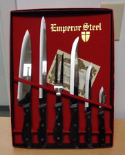 NOS Vintage Emperor Steel 6 Piece Professional Cutlery Knife Set W/Fork picture