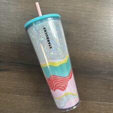 Starbucks 2020 Spring Coral Wave Venti Cold Cup Teal Tumbler picture