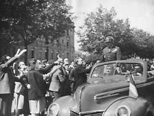 Crowds Waving As General George Patton Stands 1945 OLD PHOTO picture