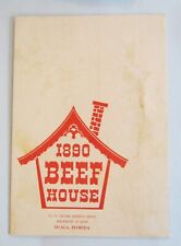 Vintage 1890 Beef House Ocala Florida Menu 1 Pound T Bone 4.35 Cuba Libra .65 picture