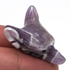 Wolf Head Pendant Natural Gemstone Amethyst Crystal Reiki Healing Necklace Gift picture