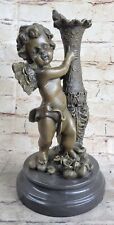 Vintage Bronze Standing Winged Cherub/Angel Statue 12