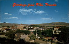 Elko Nevada vacation center downtown mountains aerial unused vintage postcard picture