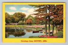 Gentry AR-Arkansas, General Greetings, Canoe And Dock, Antique Vintage Postcard picture