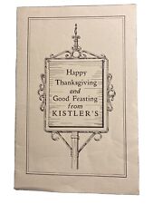 Happy Thanksgiving Good Feasting Kistler's 1962 1960s Vintage Recipe Booklet picture