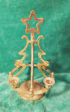 VTG Brass CHRISTMAS Tree 4 Pillar Candle Holder 9