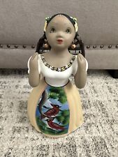 NAVarro Lupita Ceramic Doll w Birdcage Figurine - Mexican Folk Art picture