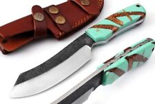 Custom Handmade Carbon Steel Hunting bull cutter Knife  Resin Handle with Sheath picture