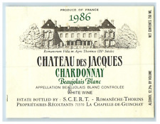 Vintage Chateau Des Jacques Chardonnay Beaujolais Paper Wine Label Original S84E picture