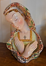 Italian Pottery Madonna Virgin Mary Bust Ceramic Sebelin? Handpainted Catholic picture