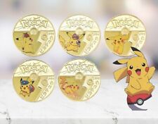 5 PCS Pokemon Pikachu Coin Japan Anime Gold Commemorative Coin Collectibles Japa picture