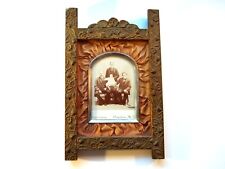 Antique Tabletop Ornate Floral Wood Picture Frame with Late 19th Century Photo picture