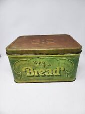 Wheat Heart Bread Box Ballonoff Tin Green Hinged Lid picture