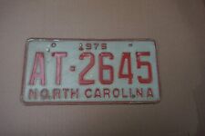 Vintage 1975 North Carolina License Plate AT 2645 picture