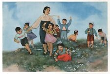 In the arms of a mother ART Shin Den Suk Korean painting Old Vintage Postcard picture