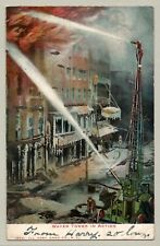 Postcard Fire Fighters Water Tower Posted Harrisburg PA 1907 w/ Glitter B6 picture
