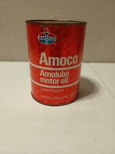 Vintage Amoco Amolube Motor Oil Low Detergent Red Composite Quart Can Is Full  picture