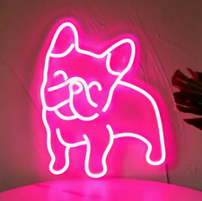 1pc French Bulldog Neon Sign Light, Decor Dimmable LED Neon Light PINK picture