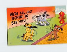 Postcard We're All Just Itchin' To See You with Dogs Comic Art Print picture
