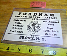 vintage lot roller rink decal Fordham Palace 1950 Bronx  New York & ticket picture