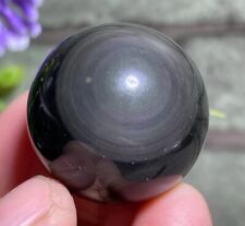 25g Natural Rainbow Cat's Eye Obsidian Sphere Small Polished Gemstone Ball, 27mm picture