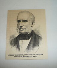 small 1884 magazine engraving ~ STEPHEN SALISBURY, Worcester Polytech picture