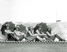 1922 Bathing Beauties with Parasols Vintage Photograph 8.5
