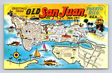Pictorial Tourist Map Greetings from Old San Juan Puerto Rico Postcard picture