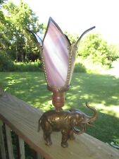 Petite Antique Metal Elephant Lamp W Grape Purple Slag Glass Shade picture