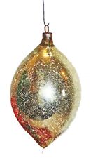 Antique Pointed Egg Shaped Gold Christmas Ornament Blown Mercury Glass Germany picture