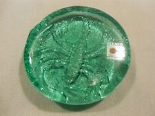 Vintage Blenko Green Glass Scorpio Zodiac Scropion Paperweight with Label picture