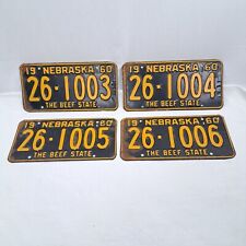 NEBRASKA 1960 The Beef State Sequential 26-1003 26-1006 Lot Of 4 License Plates  picture