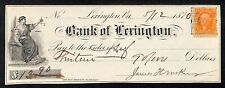 Bank of Lexington VA 1870 $13.90 Bank Check w/ Tax Stamp Vignette picture
