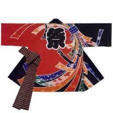 Japanese HAPPI Traditional Festival Coat With Obi Matsuri Yukata Kimono Roomwear picture