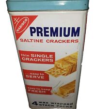 Vintage 1969 Nabisco Premium Saltine Crackers 14 Oz Tin -Lite Blue Lid *RARE* picture