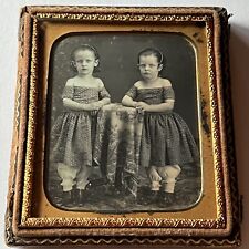 Antique Daguerreotype Photograph Half Case Adorable Little Girls Sisters Twins picture