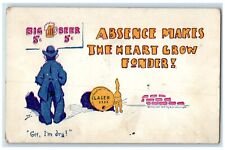 c1905 Big Beer Absence Makes The Heart Grow Fonder Morgan Park IL Postcard picture