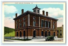 c1920's The Post Office Building Old Car Windsor Vermont VT Vintage Postcard   picture