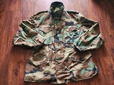 COAT , COLD WEATHER, FIELD, WOODLAND CAMOUFLAGE JACKET SIZE LARGE REGULAR USED picture
