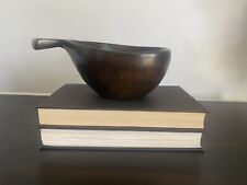 Vintage Mid-Century David Auld Dark Wood Bowl With Handle Hand Carved Home Decor picture