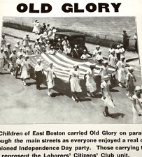 Patriotic Vintage Memorial Day 4th Old Glory Poster Boston American Flag Parade  picture