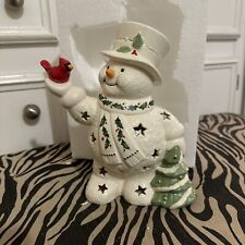 Lenox Happy Holly Days Snowman Lit Figurine Winter Red Bird Tree Cardinal In Box picture