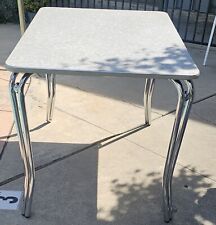 Original 1950s Chrome Formica Kitchen Table Gray Cracked Ice 29.5
