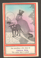 1908 COMICAL 'CATS ON THE ROOF' PC, SOUVENIR OF OMAHA, NE. picture