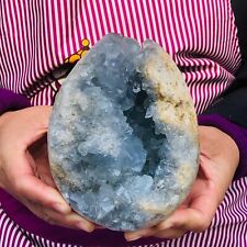 5LB Natural Beautiful Blue Celestite Crystal Geode Cave Mineral Specimen 173 picture