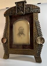 Antique Unusual Framed Cabinet Card Photo Man with Beard Red Velvet Mat picture