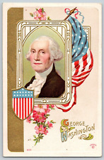 Antique Postcard~ Patriotic~ George Washington Portrait & Flag picture